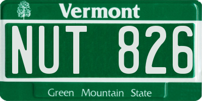 VT license plate NUT826