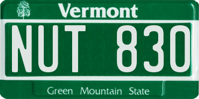 VT license plate NUT830
