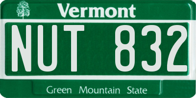VT license plate NUT832