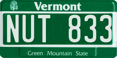 VT license plate NUT833