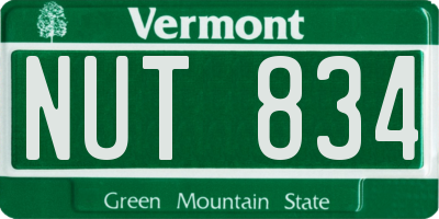 VT license plate NUT834