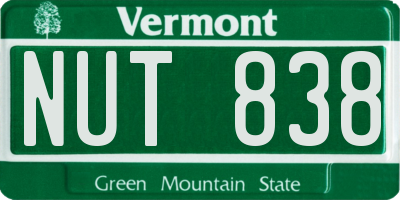 VT license plate NUT838