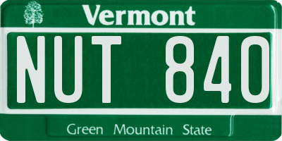 VT license plate NUT840