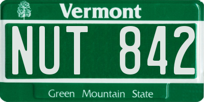 VT license plate NUT842