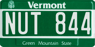 VT license plate NUT844