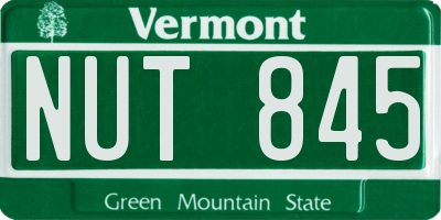VT license plate NUT845