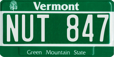 VT license plate NUT847