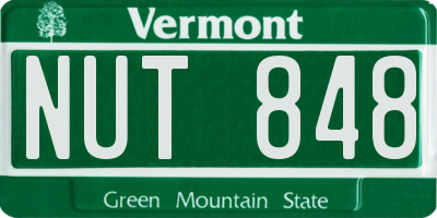 VT license plate NUT848
