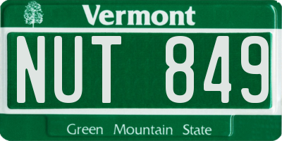 VT license plate NUT849