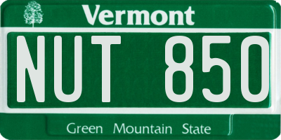 VT license plate NUT850