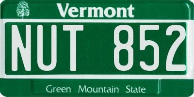 VT license plate NUT852