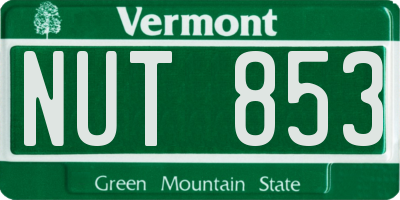 VT license plate NUT853