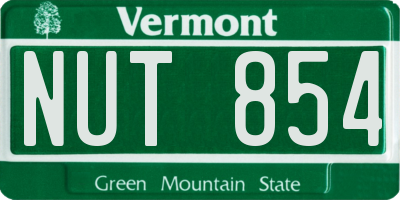 VT license plate NUT854