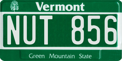 VT license plate NUT856