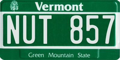 VT license plate NUT857