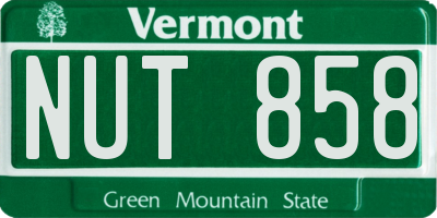 VT license plate NUT858
