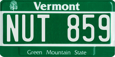 VT license plate NUT859