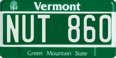 VT license plate NUT860