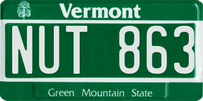 VT license plate NUT863