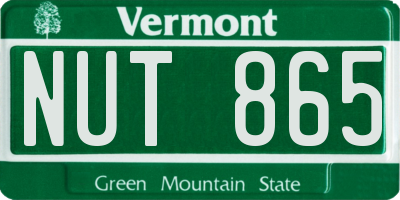 VT license plate NUT865