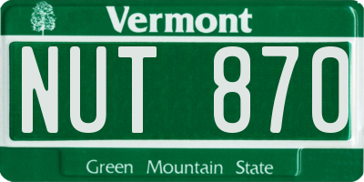 VT license plate NUT870