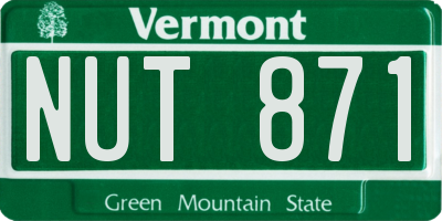 VT license plate NUT871