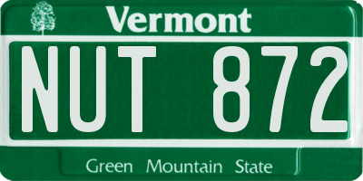 VT license plate NUT872