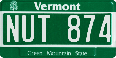 VT license plate NUT874