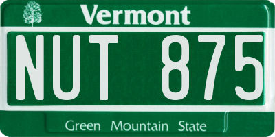 VT license plate NUT875