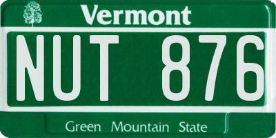 VT license plate NUT876