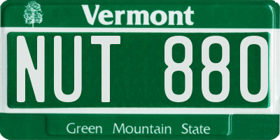 VT license plate NUT880
