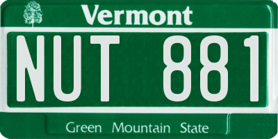 VT license plate NUT881