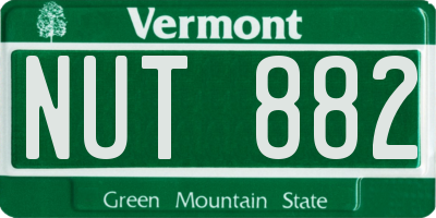 VT license plate NUT882