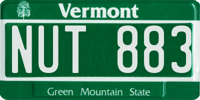 VT license plate NUT883