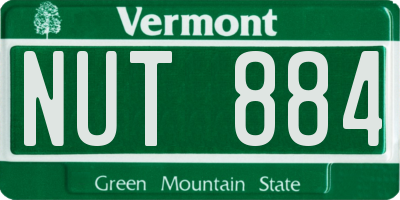 VT license plate NUT884