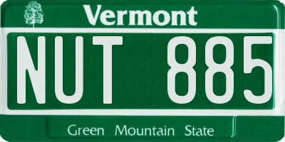 VT license plate NUT885