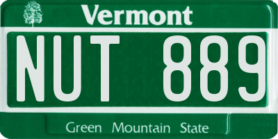 VT license plate NUT889
