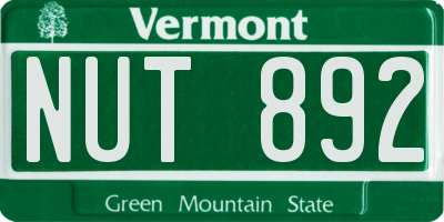 VT license plate NUT892