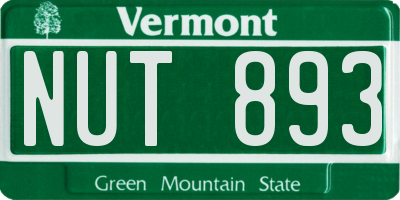 VT license plate NUT893