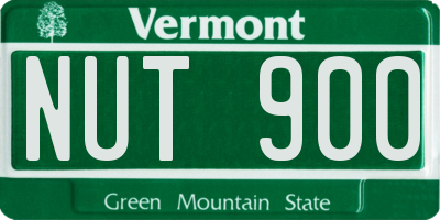 VT license plate NUT900