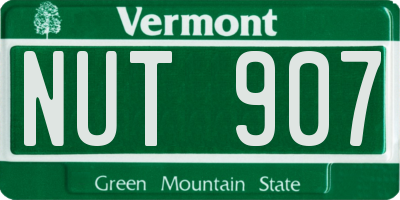 VT license plate NUT907