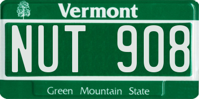 VT license plate NUT908