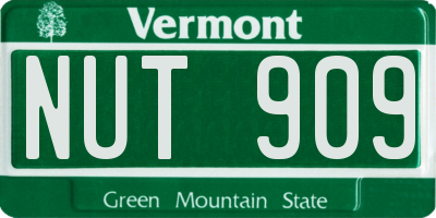 VT license plate NUT909