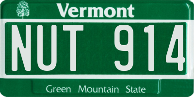 VT license plate NUT914