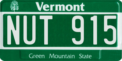 VT license plate NUT915
