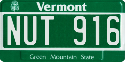 VT license plate NUT916