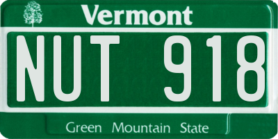VT license plate NUT918