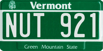 VT license plate NUT921