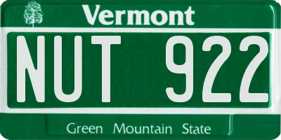 VT license plate NUT922