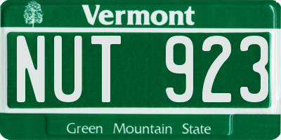 VT license plate NUT923